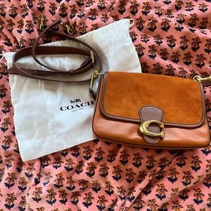 COACH SOFT TABBY SHOULDER BAG BEOWN SUEDE. NEVER WORN BRAND NEW WITH TAGS